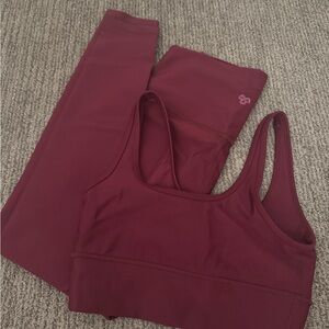 Aritzia Deep Red Sports Bra and Leggings Set